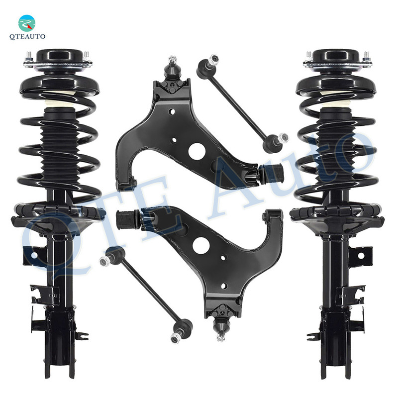 Set of 6 Front Lower Control Arm-Sway Bar Link-Quick Complete Strut-Coil Spring Assembly For 2002-2004 Nissan Pathfinder 4WD