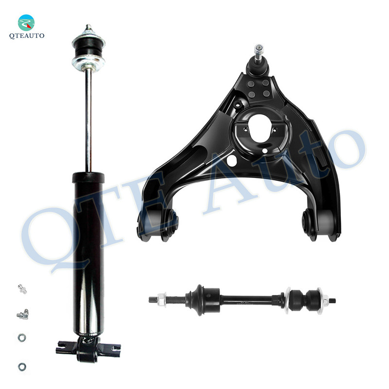 Set of 3 Front Left Lower Control Arm Ball Joint-Sway Bar Link-Shock Absorber For 2006-2008 Dodge RAM 1500 Mega Cab
