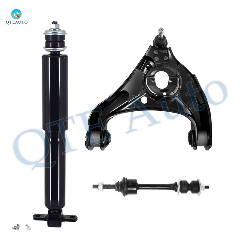 Set of 3 Front Left Lower Control Arm Ball Joint-Sway Bar Link-Shock Absorber For 2009 2010 Dodge RAM 1500