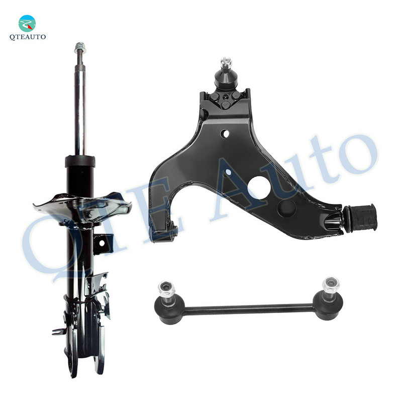 Set of 3 Front Left Lower Control Arm-Sway Bar Link-Suspension Strut Assembly For 2002-2004 Nissan Pathfinder