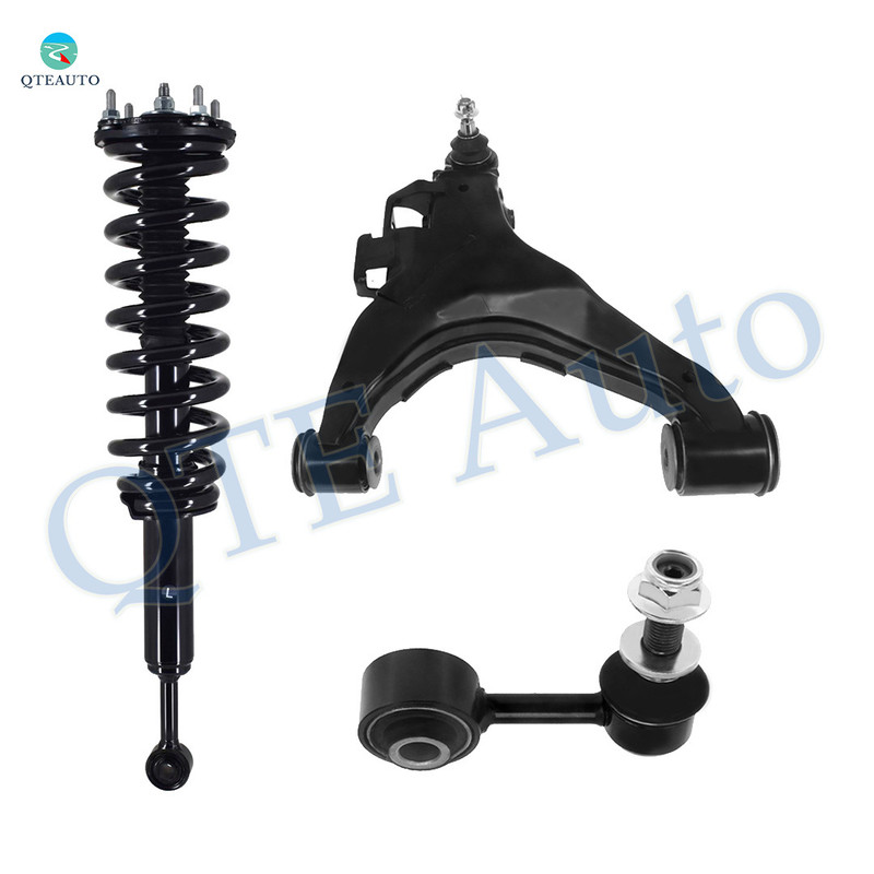Set of 3 Front Left Lower Control Arm Ball Joint-Sway Bar Link-Quick Complete Strut-Coil Spring Assembly For 2007-2021 Toyota Tundra w/ TRD Package