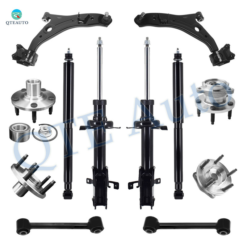 Set of 12 Front Lower Control Arm Ball Joint-Wheel Hub Bearing Assembly-Suspension Strut Assembly-Rear Lower Forward Control Arm-Wheel Hub Bearing Assembly-Shock Absorber For 2007 2008 Ford Edge