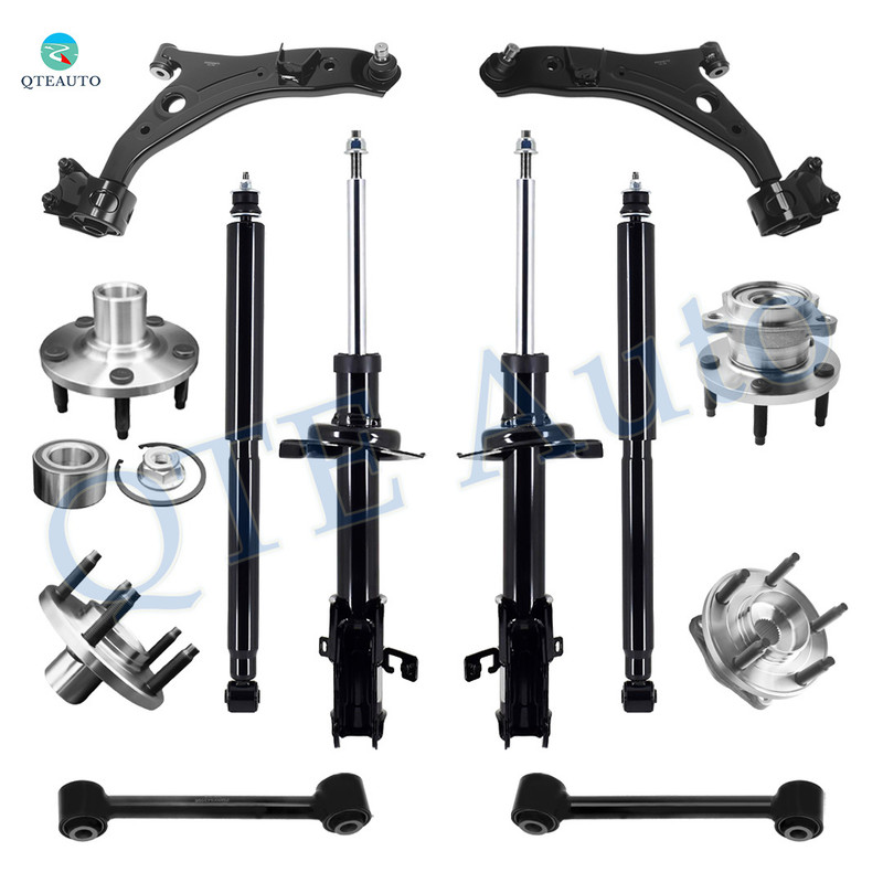 Set of 12 Front Lower Control Arm Ball Joint-Wheel Hub Bearing Assembly-Suspension Strut Assembly-Rear Lower Forward Control Arm-Wheel Hub Bearing Assembly-Shock Absorber For 2009 2010 Ford Edge