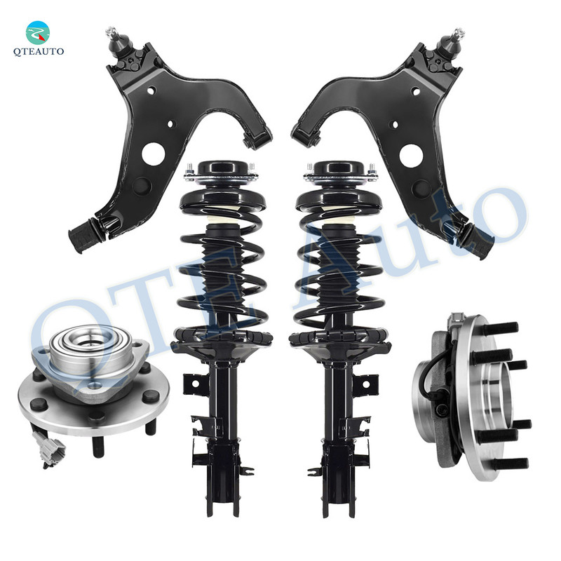 Set of 6 Front Lower Control Arm-Wheel Hub Bearing Assembly-Quick Complete Strut-Coil Spring Assembly For 2004 Nissan Pathfinder