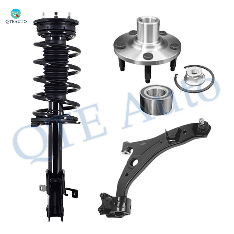 Set of 3 Front Right Lower Control Arm Ball Joint-Wheel Hub Bearing Assembly-Quick Complete Strut-Coil Spring Assembly For 2009 2010 Ford Edge