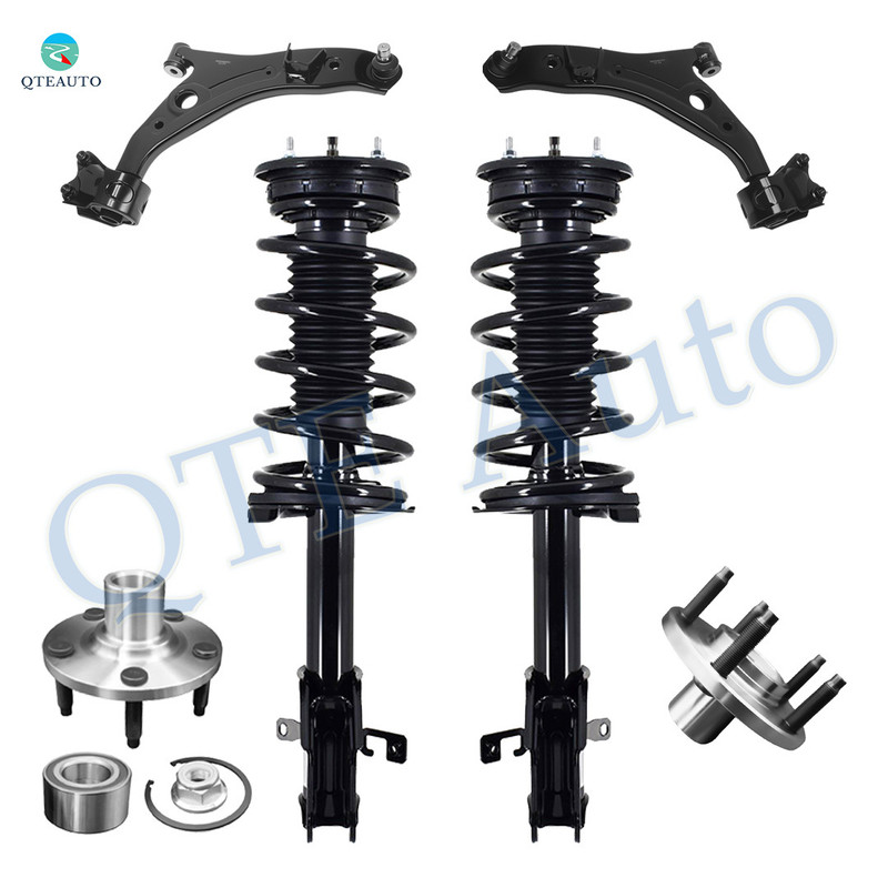 Set of 6 Front Lower Control Arm Ball Joint-Wheel Hub Bearing Assembly-Quick Complete Strut-Coil Spring Assembly For 2009 2010 Ford Edge