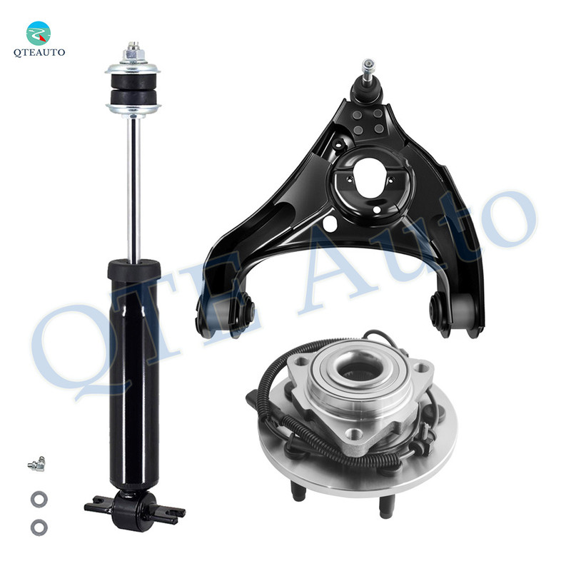 Set of 3 Front Left Lower Control Arm Ball Joint-Wheel Hub Bearing Assembly-Shock Absorber For 2006-2008 Dodge RAM 1500 4-Wheel ABS