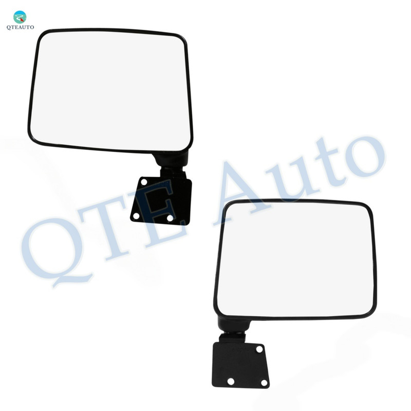 Driver & Passenger Side Mirrors, Manual Adjust Non-Heated Textured Black Manual Folding For 1987-1995 Suzuki Samurai No Signal Light No Blind Spot Feature No Memory