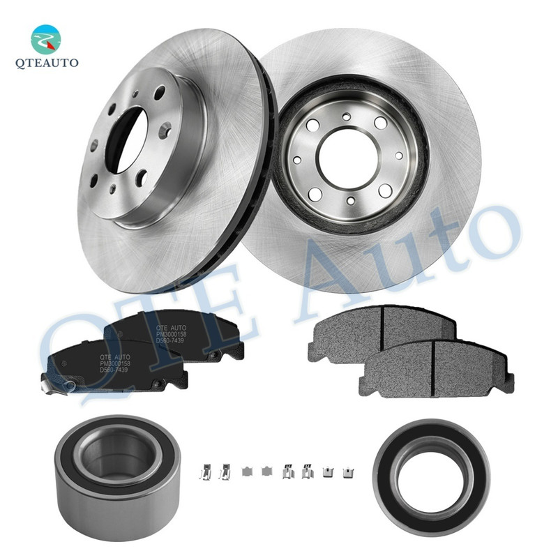 Set of 8 Front 239mm Brake Disc Rotors-Ceramic Brake Pad Kit-Wheel Bearing For 1994-1997 Honda Civic del Sol FWD
