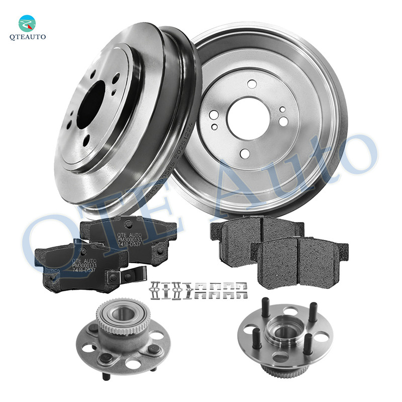 Set of 8 Rear 246mm Brake Drum-Wheel Hub Bearing Assembly-Ceramic Brake Pad Kit For 2002 2003 2005 Honda Civic 4-Wheel ABS