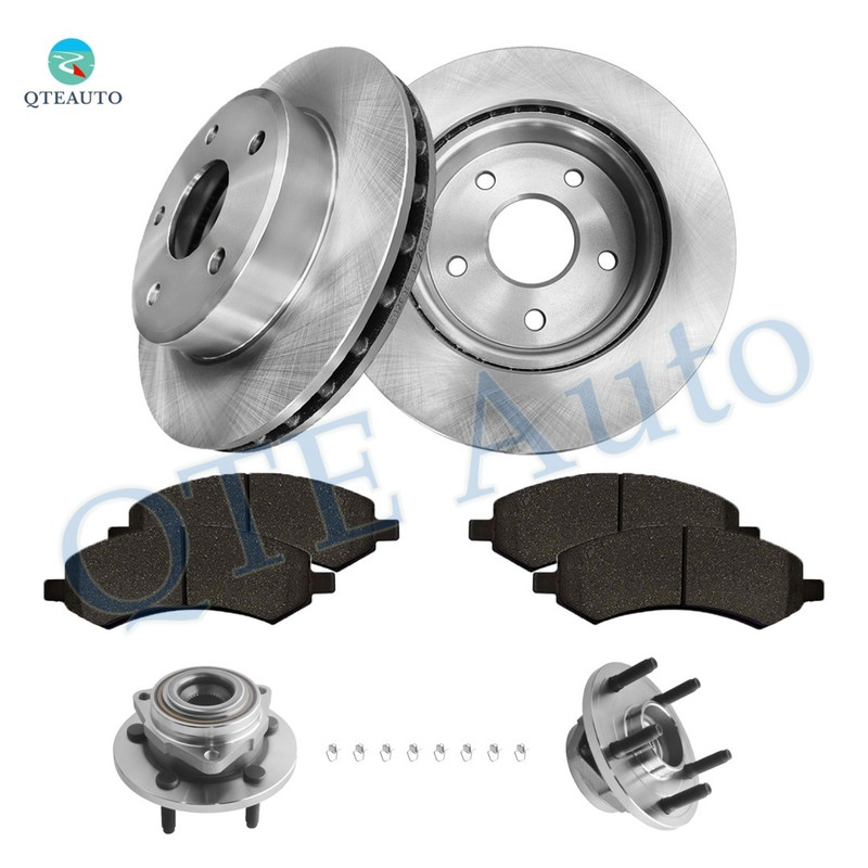 Set of 8 Front 312mm Brake Disc Rotors-Ceramic Brake Pad Kit-Wheel Hub Bearing Assembly For 2005-2010 Dodge Dakota 2-Wheel ABS