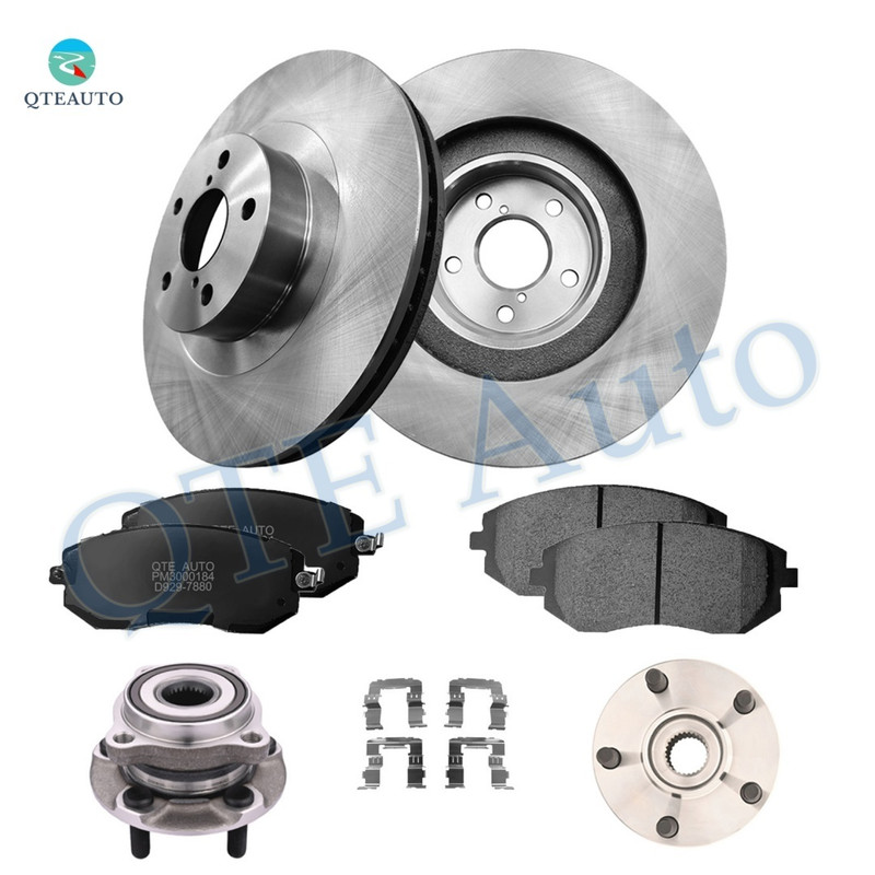 Set of 8 Front 294mm Brake Disc Rotors-Ceramic Brake Pad Kit-Wheel Hub Bearing Assembly For 2008 Subaru Impreza