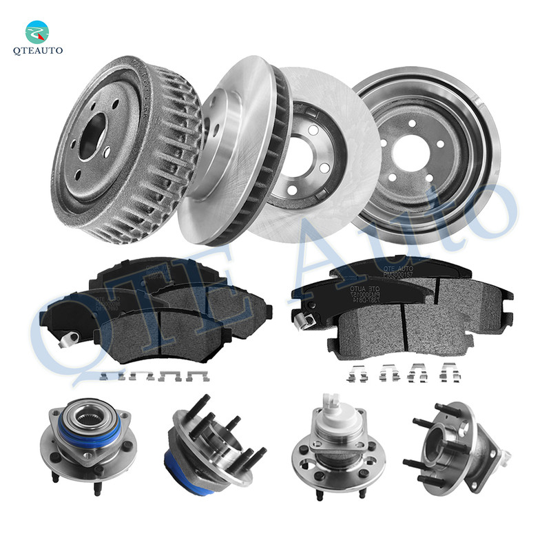 16P Front 278mm Brake Disc Rotors-Wheel Bearing-Ceramic Brake Pad Kit-Rear 276.1mm Brake Drum-Wheel Hub Bearing Assembly-Ceramic Brake Pad Kit For 2003 2004 Pontiac Montana
