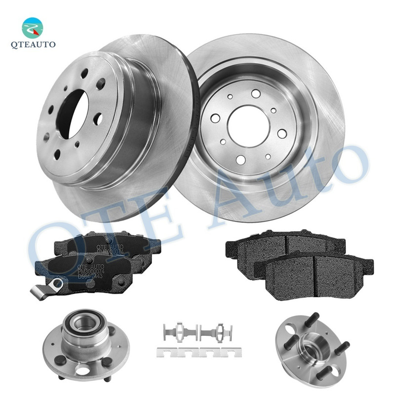 Set of 8 Rear 238mm Brake Disc Rotors-D564 7443 Ceramic Brake Pad Kit-Wheel Hub Bearing Assembly For 1994-1998 Acura Integra