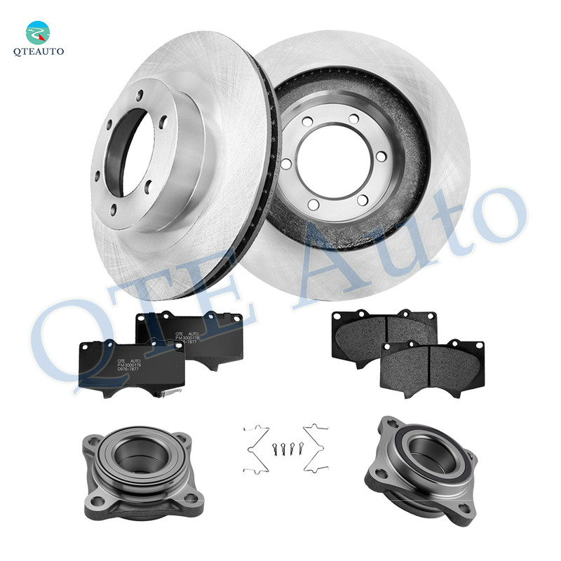 Set of 8 Front 337.8mm Brake Disc Rotors-Wheel Hub Bearing Assembly-Ceramic Brake Pad Kit For 2003-2009 Toyota 4Runner