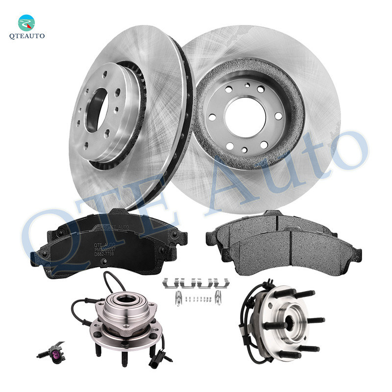 Set of 8 Front 325mm Brake Disc Rotors-Wheel Bearing-Ceramic Brake Pad Kit For 2004 2005 GMC Envoy XUV
