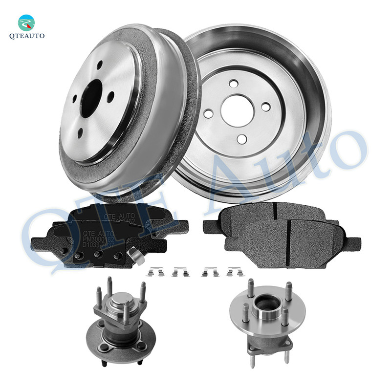Set of 8 Rear 271mm Brake Drum-Wheel Hub Bearing Assembly-Ceramic Brake Pad Kit For 2005-2008 Chevrolet Cobalt Non-ABS