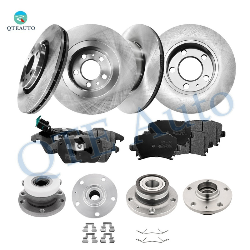 Set of 16 Front 280mm-Rear 232mm Brake Disc Rotors-Ceramic Brake Pad Kit-Wheel Hub Bearing Assembly For 2005 Volkswagen Jetta