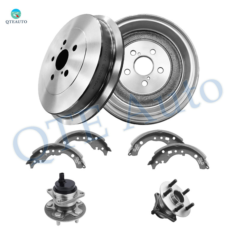 Set of 8 Rear 284mm Brake Drum-Wheel Hub Bearing Assembly-Drum Brake Shoe For 2009-2018 Toyota Corolla