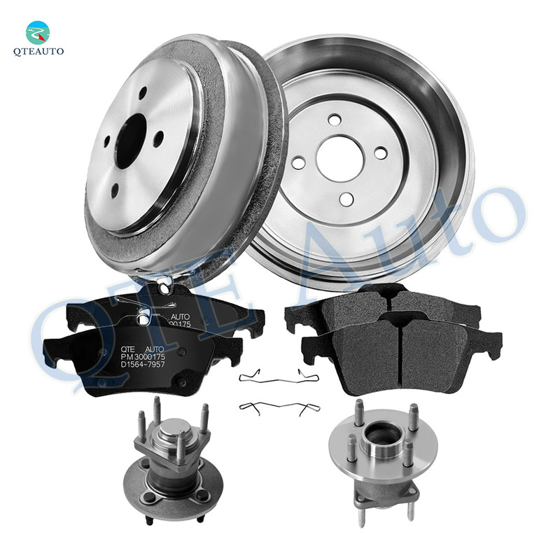 Set 8 Rear 271mm Brake Drum-Wheel Hub Bearing Assembly-Ceramic Brake Pad Kit For 2008 Chevrolet Cobalt Non-ABS