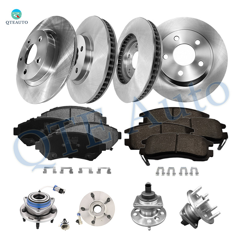 Set of 16 Front 303mm-Rear 297.7mm Brake Disc Rotors-Wheel Bearing-Ceramic Brake Pad Kit For 2004 Cadillac Seville