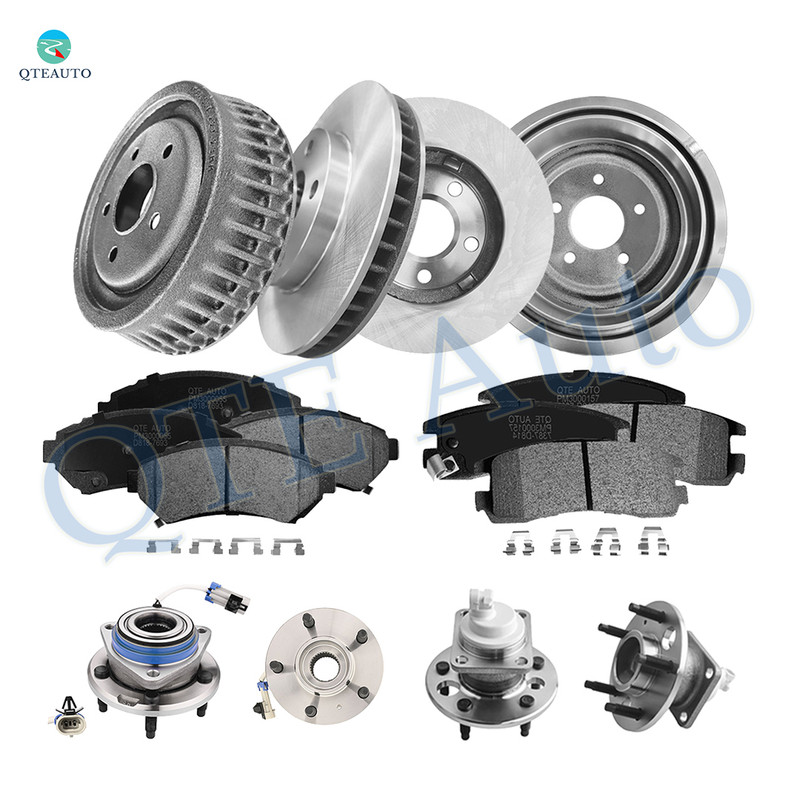16PC Front 278mm Brake Disc Rotors-Wheel Bearing-Ceramic Brake Pad Kit-Rear 276.1mm Brake Drum-Wheel Hub Bearing Assembly-Ceramic Brake Pad Kit For 2002-2004 Pontiac Montana