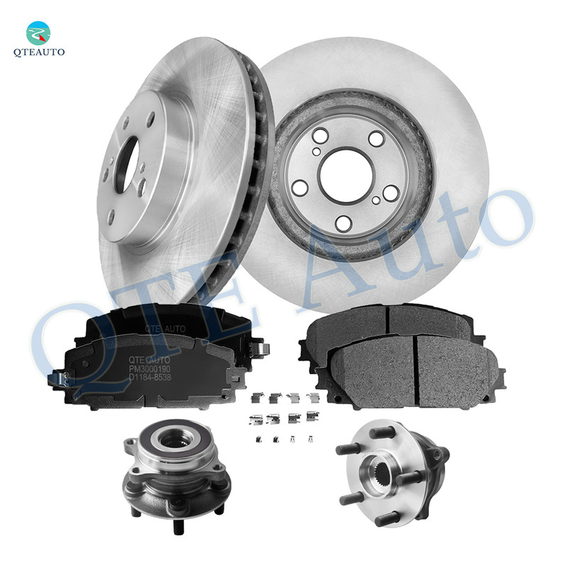 Set of 8 Front 255mm Brake Disc Rotors-Wheel Hub Bearing Assembly-Ceramic Brake Pad Kit For 2010-2015 Toyota Prius