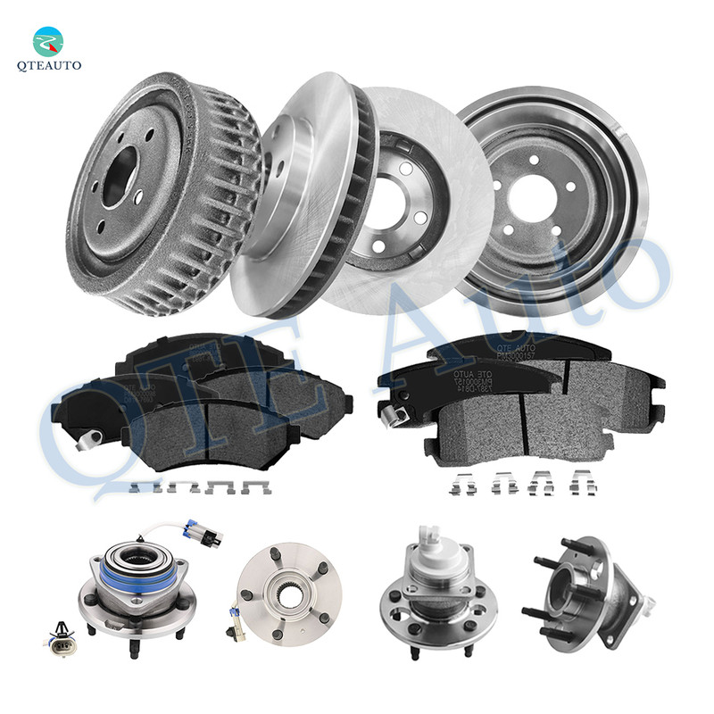 16P Front 278mm Brake Disc Rotors-Wheel Bearing-Ceramic Brake Pad Kit-Rear 276.1mm Brake Drum-Wheel Hub Bearing Assembly-Ceramic Brake Pad Kit For 2002-2004 Pontiac Montana