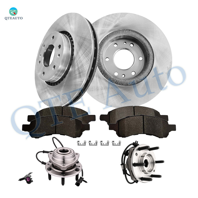 Set of 8 Front 325mm Brake Disc Rotors-Wheel Bearing-Ceramic Brake Pad Kit For 2006 2007 Buick Rainier