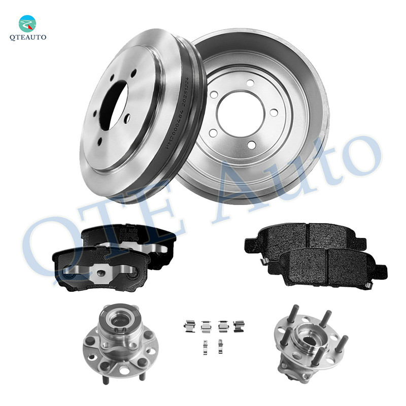Set of 8 Rear 268mm Brake Drum-Wheel Bearing-Ceramic Brake Pad Kit For 2007 2008 Dodge Caliber