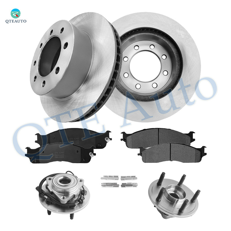 Set of 8 Front 353mm Brake Disc Rotors-Wheel Bearing-Ceramic Brake Pad Kit For 2006-2008 Dodge RAM 1500 5 Stud Wheel