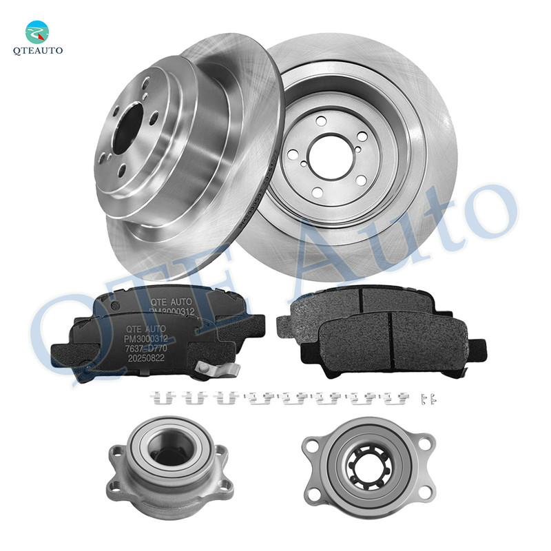 Set of 8 Rear 289.7mm Brake Disc Rotors-Wheel Hub Bearing Assembly-Ceramic Brake Pad Kit For 2000-2004 Subaru Outback