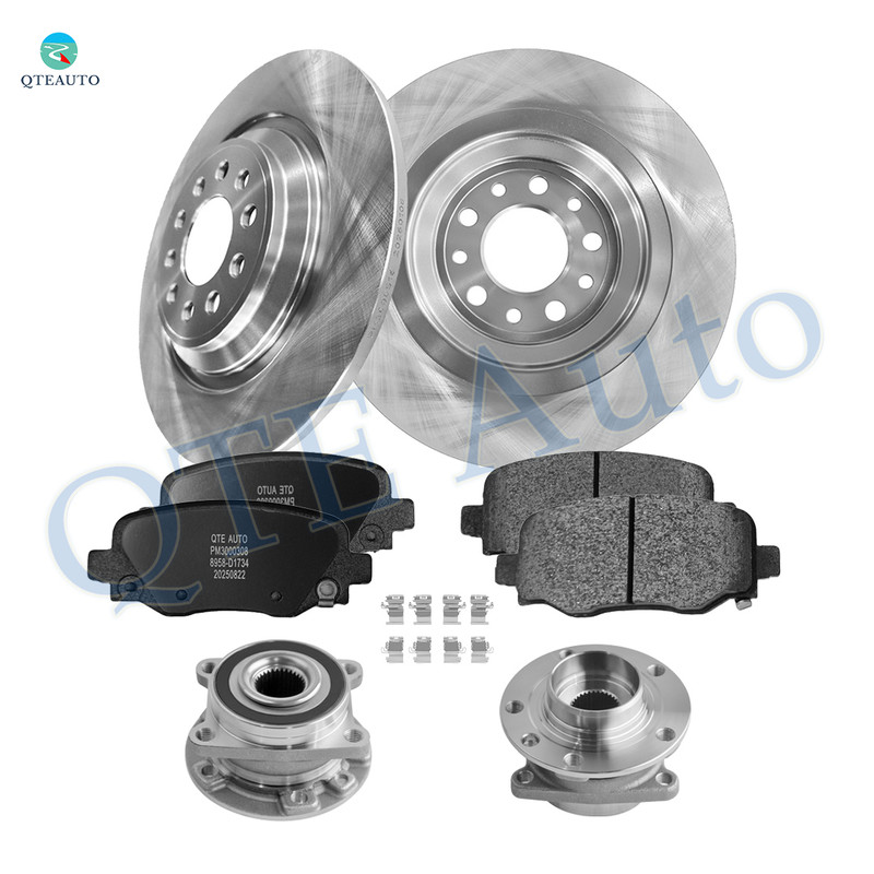 Set of 8 Rear 320mm Brake Disc Rotors-Wheel Bearing-Ceramic Brake Pad Kit For 2014-2020 Jeep Cherokee
