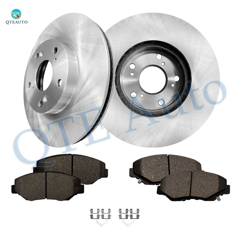 Set of 6 Front 282mm Brake Disc Rotors-Ceramic Brake Pad Kit For 2013 2014 Honda FIT