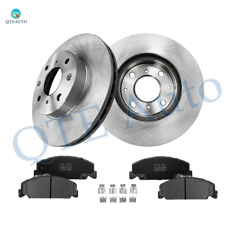 Set of 6 Front 239mm Brake Disc Rotors-Ceramic Brake Pad Kit For 1993-1997 Honda Civic Del Sol