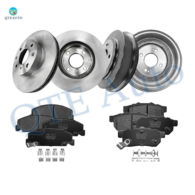 Set of 12 Front 239mm Brake Disc Rotors-Rear 239.1mm Brake Drum-Ceramic Brake Pad Kit For 1992 1993 1995 1999 Honda Civic