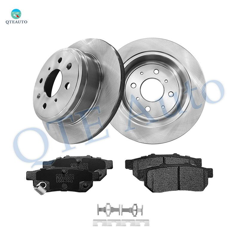 Set of 6 Rear 238mm Brake Disc Rotors-Ceramic Brake Pad Kit For 1993-1995 1997 Honda Civic Del Sol