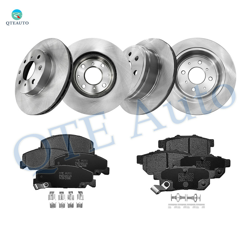 Set of 12 Front 239mm-Rear 238mm Brake Disc Rotors-Ceramic Brake Pad Kit For 1993 1994 1997 Honda Civic Del Sol Si