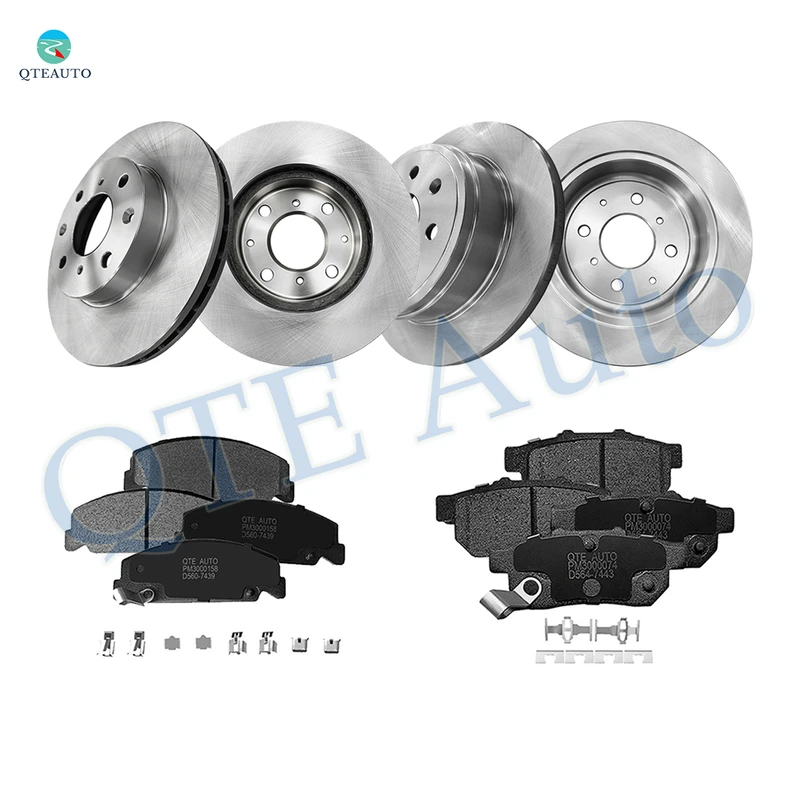 Set of 12 Front 239mm-Rear 238mm Brake Disc Rotors-Ceramic Brake Pad Kit For 1992-1995 Honda Civic Si