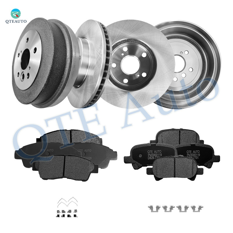 Set of 12 Front 275mm Brake Disc Rotors-Ceramic Brake Pad Kit-Rear 271.5mm Brake Drum-Ceramic Brake Pad Kit For 2000 Toyota Camry