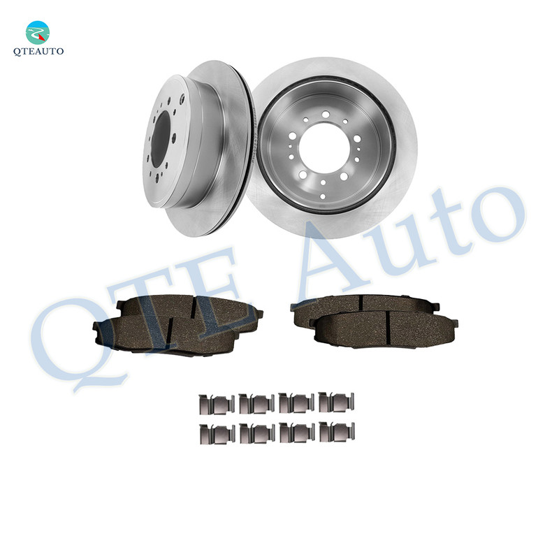 Set of 6 Rear 345mm Brake Disc Rotors-Ceramic Brake Pad Kit For 2008-2021 Toyota Sequoia