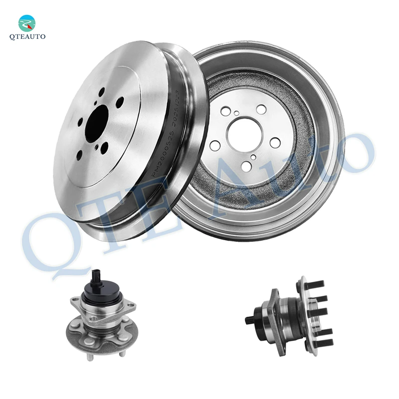 Set of 4 Rear 284mm Brake Drum-Wheel Hub Bearing Assembly For 2009-2018 Toyota Corolla