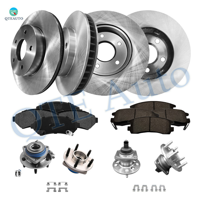 Set 16 Front 278mm Brake Disc Rotors-Wheel Bearing-Ceramic Brake Pad Kit-Rear 280.8mm Brake Disc Rotors-Wheel Hub Bearing Assembly-Ceramic Brake Pad Kit For 2000 2001 Buick Lesabre