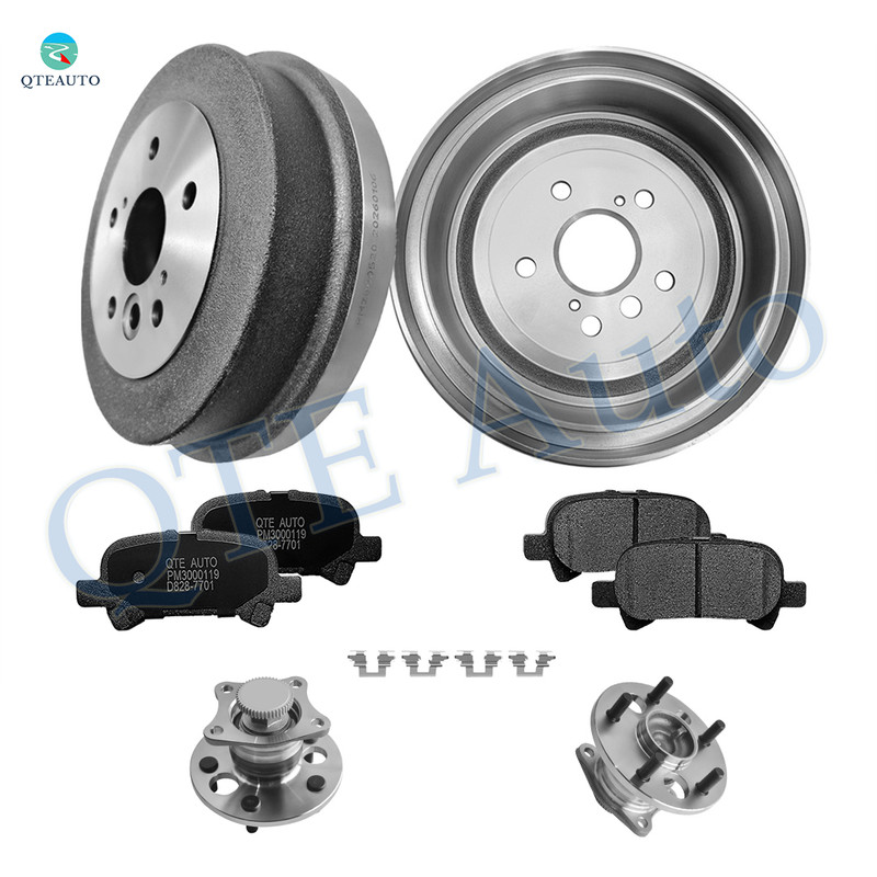 Set of 8 Rear 271.5mm Brake Drum-Wheel Hub Bearing Assembly-Ceramic Brake Pad Kit For 2000 2001 Toyota Camry