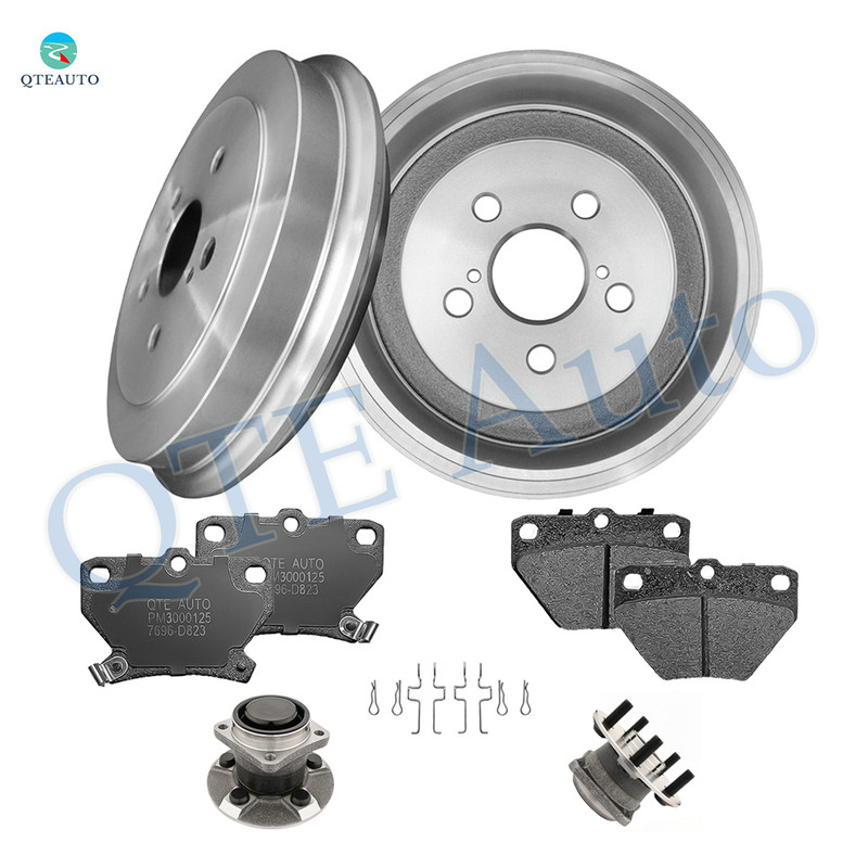 Set of 8 Rear 242mm Brake Drum-Wheel Bearing-Ceramic Brake Pad Kit For 2000-2005 Toyota Celica