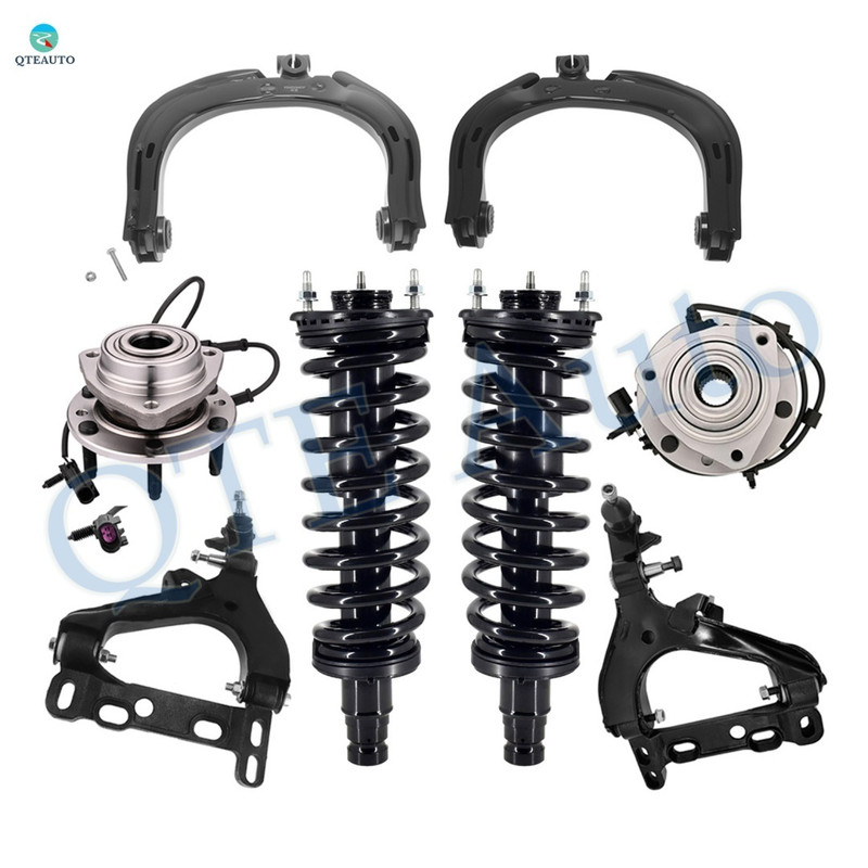 Set of 8 Front Upper Control Arm-Lower Control Arm Ball Joint-Wheel Hub Bearing Assembly-Quick Complete Strut-Coil Spring Assembly For 2004-2007 GMC Envoy
