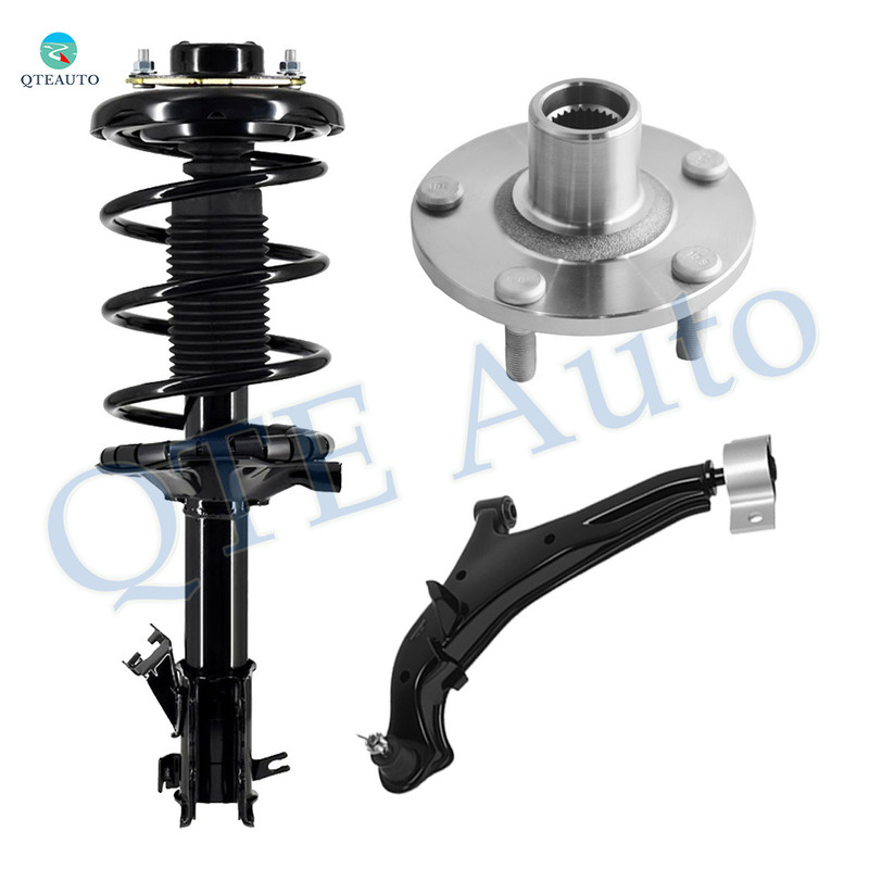 Set of 3 Front Left Lower Control Arm Ball Joint-Wheel Hub Bearing Assembly-Quick Complete Strut-Coil Spring Assembly For 2000 2001 Infiniti I30