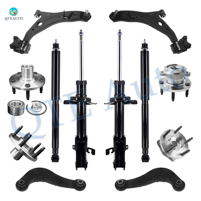 Set of 12 Front Lower Control Arm Ball Joint-Rear Upper Control Arm-Wheel Hub Bearing Assembly-Suspension Strut Assembly-Shock Absorber For 2009 2010 Ford Edge AWD