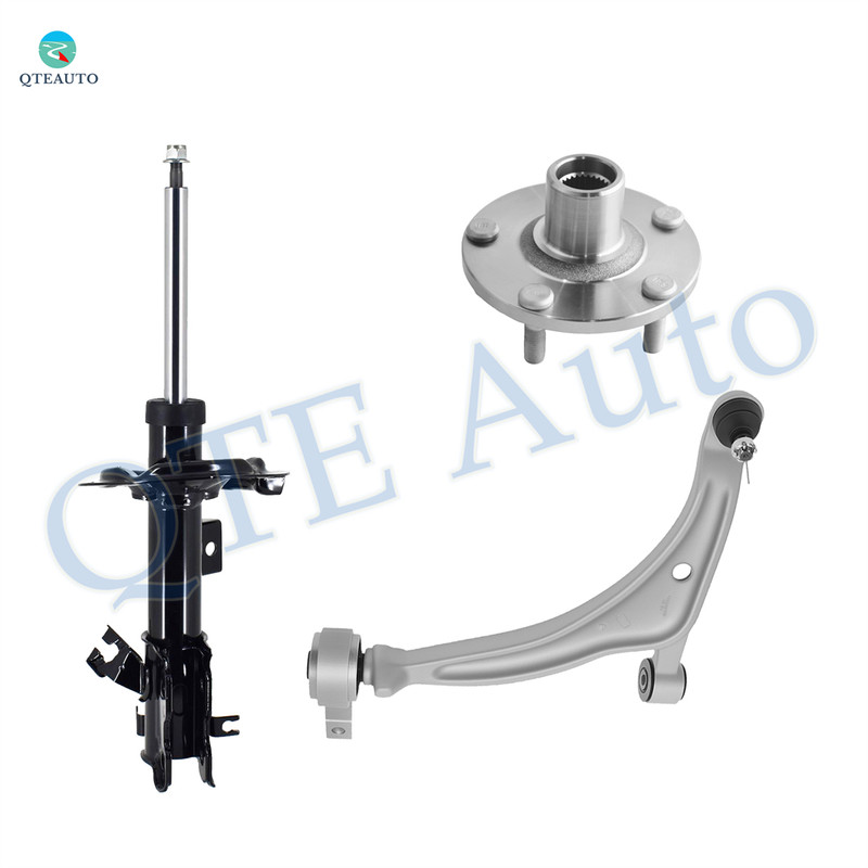 Set of 3 Front Left Lower Control Arm Ball Joint-Wheel Hub Bearing Assembly-Suspension Strut Assembly For 2004-2008 Nissan Maxima