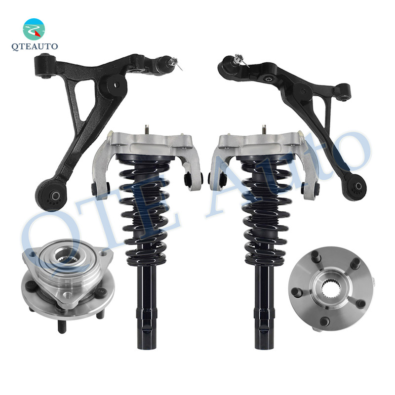 Set of 6 Front Lower Control Arm Ball Joint-Wheel Hub Bearing Assembly-Quick Complete Strut-Coil Spring Assembly For 1999 2000 Plymouth Breeze